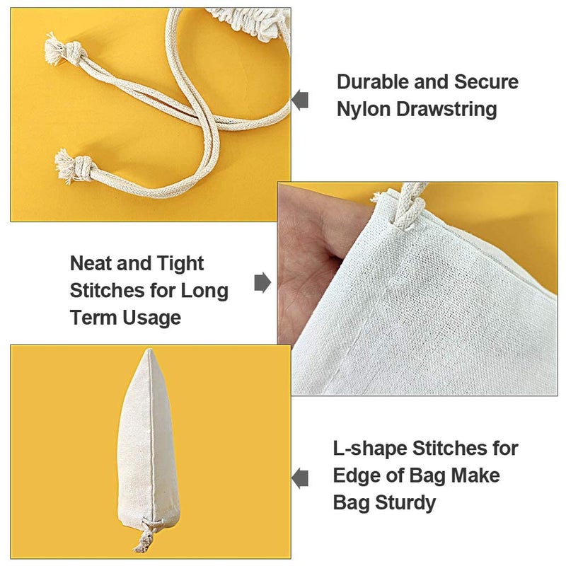 SumDirect 20Pcs Cotton Muslin Bags,White Large Lightweight Gift Bags Breathable Pouches with Drawstring Reusable Packing Storage Bags for Wedding, Party, Birthday (8x12inch) - Image 4